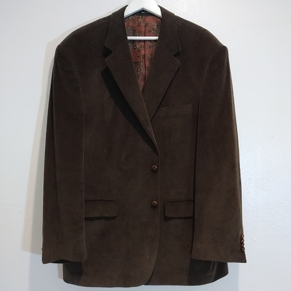 Ralph Lauren Brown Corduroy Blazer Sport Jacket Paisley Print Liner Academia